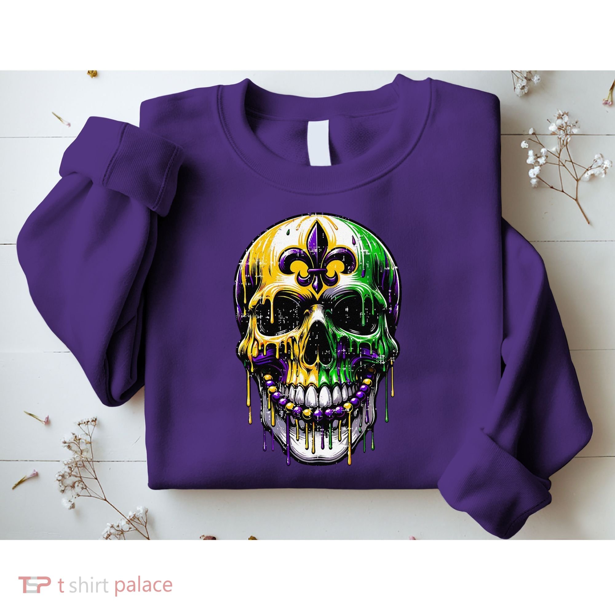 Fleur De Lis Mardi Gras Skull Sweatshirt