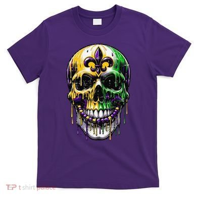 Fleur De Lis Mardi Gras Skull T-Shirt