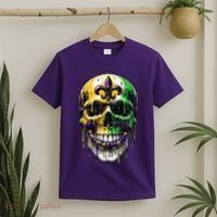 Fleur De Lis Mardi Gras Skull T-Shirt thumb 2