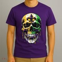 Fleur De Lis Mardi Gras Skull T-Shirt thumb 3