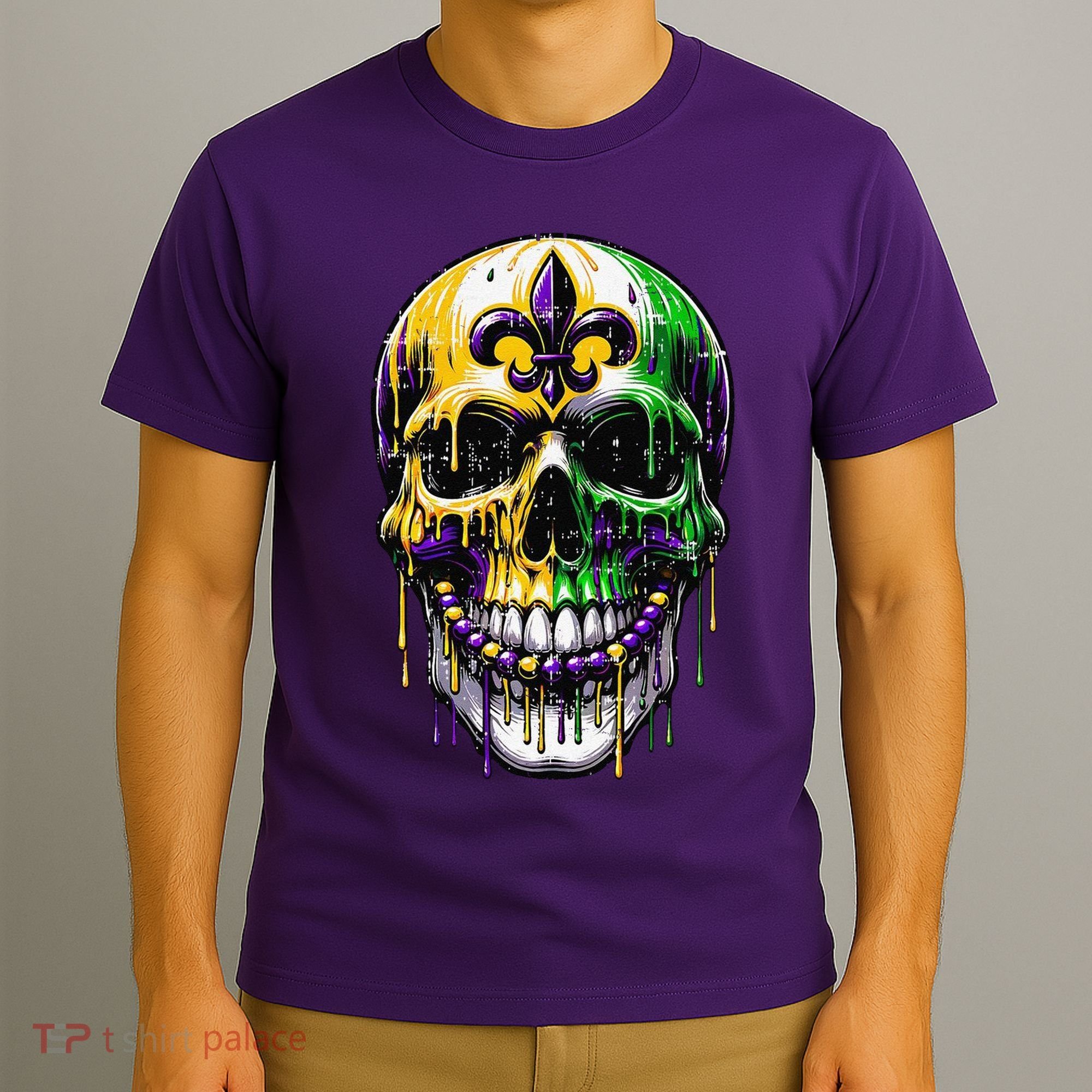 Fleur De Lis Mardi Gras Skull T-Shirt