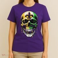 Fleur De Lis Mardi Gras Skull T-Shirt thumb 4