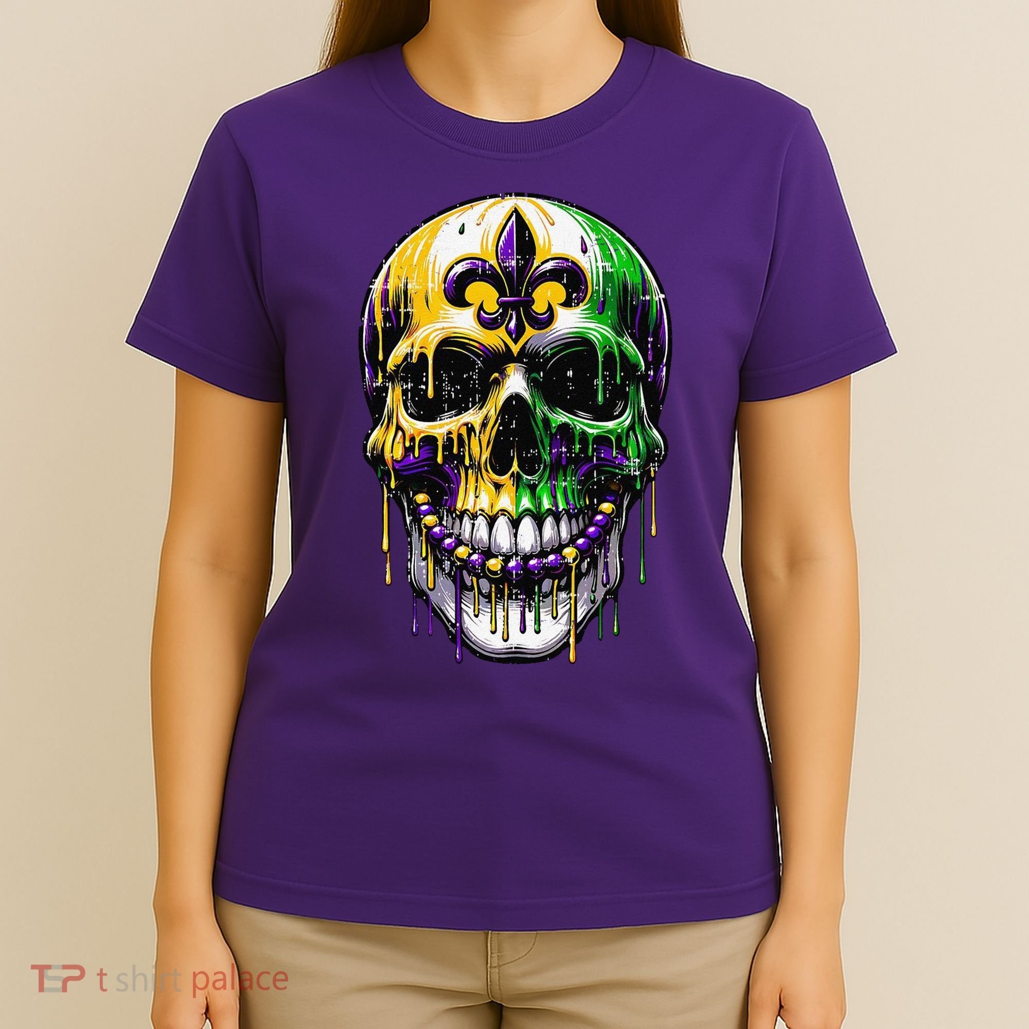 Fleur De Lis Mardi Gras Skull T-Shirt