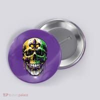 Fleur De Lis Mardi Gras Skull Button thumb 0