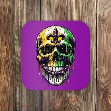 Fleur De Lis Mardi Gras Skull Coaster