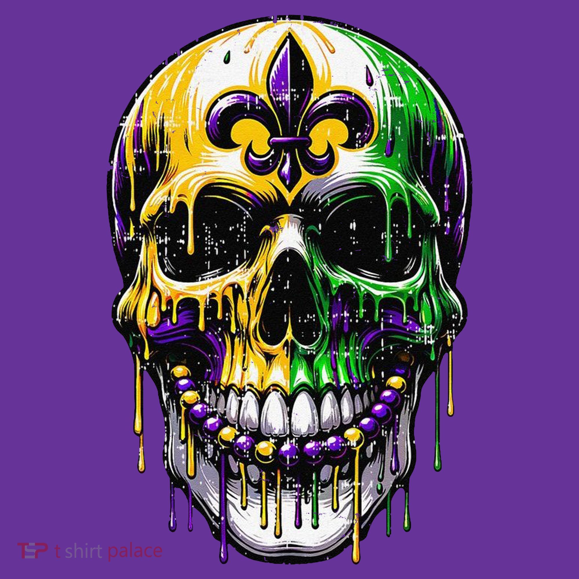 Fleur De Lis Mardi Gras Skull Coaster