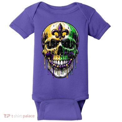 Fleur De Lis Mardi Gras Skull Baby Bodysuit
