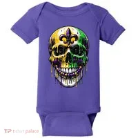 Fleur De Lis Mardi Gras Skull Baby Bodysuit thumb 0