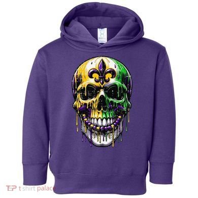 Fleur De Lis Mardi Gras Skull Toddler Hoodie