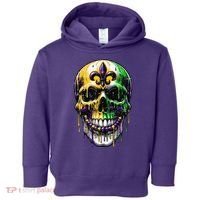 Fleur De Lis Mardi Gras Skull Toddler Hoodie thumb 0