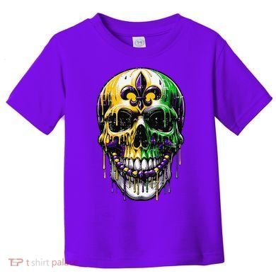 Fleur De Lis Mardi Gras Skull Toddler T-Shirt