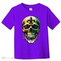 Fleur De Lis Mardi Gras Skull Toddler T-Shirt thumb 0