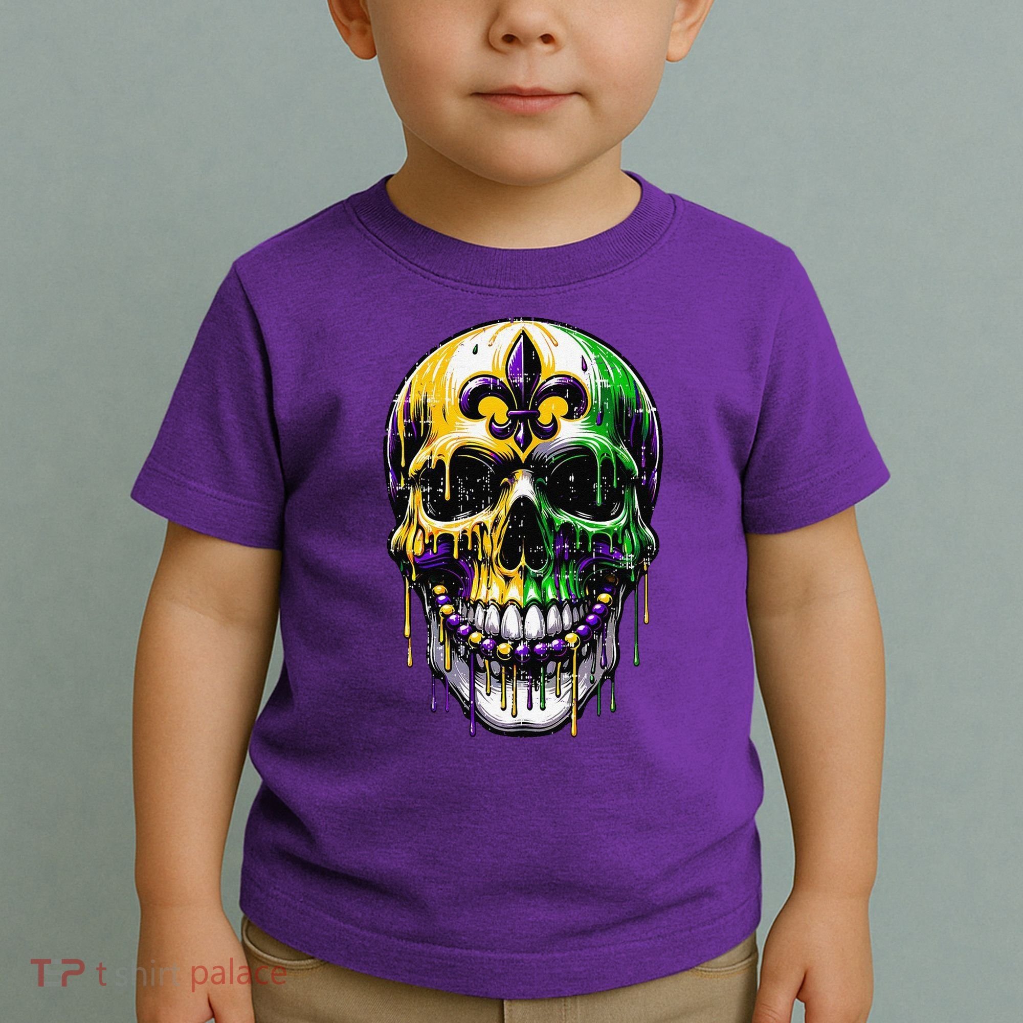 Fleur De Lis Mardi Gras Skull Toddler T-Shirt