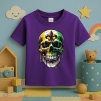 Fleur De Lis Mardi Gras Skull Toddler T-Shirt thumb 3