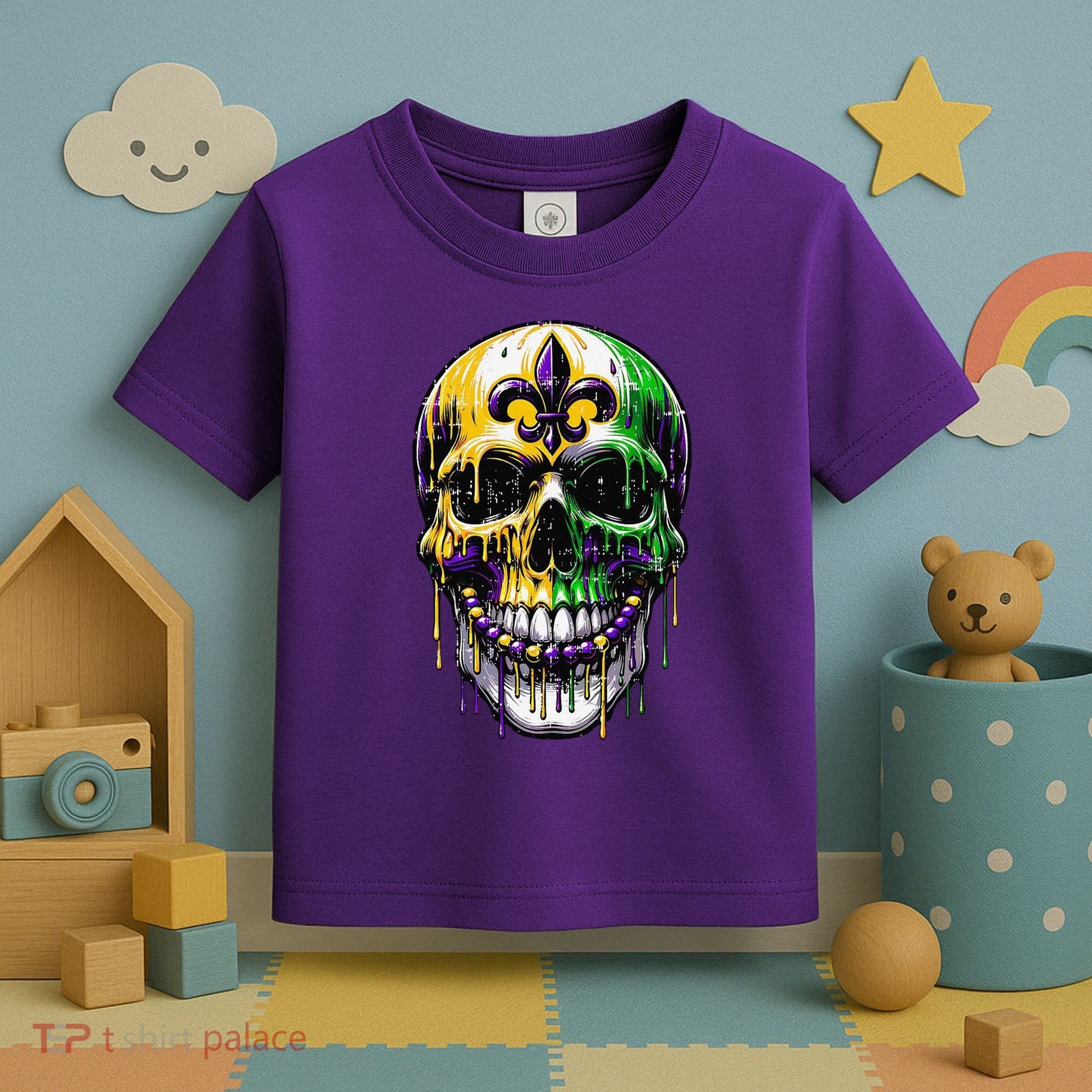 Fleur De Lis Mardi Gras Skull Toddler T-Shirt