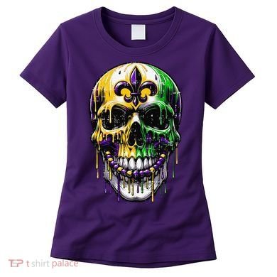 Fleur De Lis Mardi Gras Skull Women's T-Shirt
