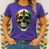 Fleur De Lis Mardi Gras Skull Women's T-Shirt thumb 2