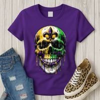 Fleur De Lis Mardi Gras Skull Women's T-Shirt thumb 3