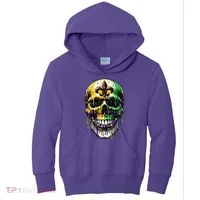 Fleur De Lis Mardi Gras Skull Kids Hoodie thumb 0