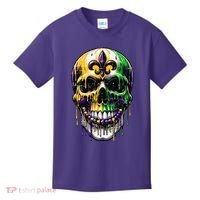 Fleur De Lis Mardi Gras Skull Kids T-Shirt thumb 0