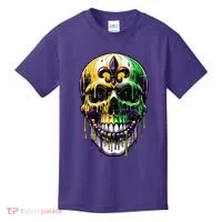 Fleur De Lis Mardi Gras Skull Kids T-Shirt thumb 0