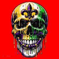 Fleur De Lis Mardi Gras Skull Santa Hat thumb 1