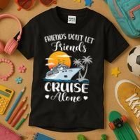 Friends Don't Let Friends Cruise Alone Vacation Cruise Ship Kids T-Shirt thumb 3
