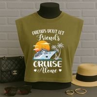 Friends Don't Let Friends Cruise Alone Vacation Cruise Ship Garment-Dyed Women's Muscle Tee thumb 3