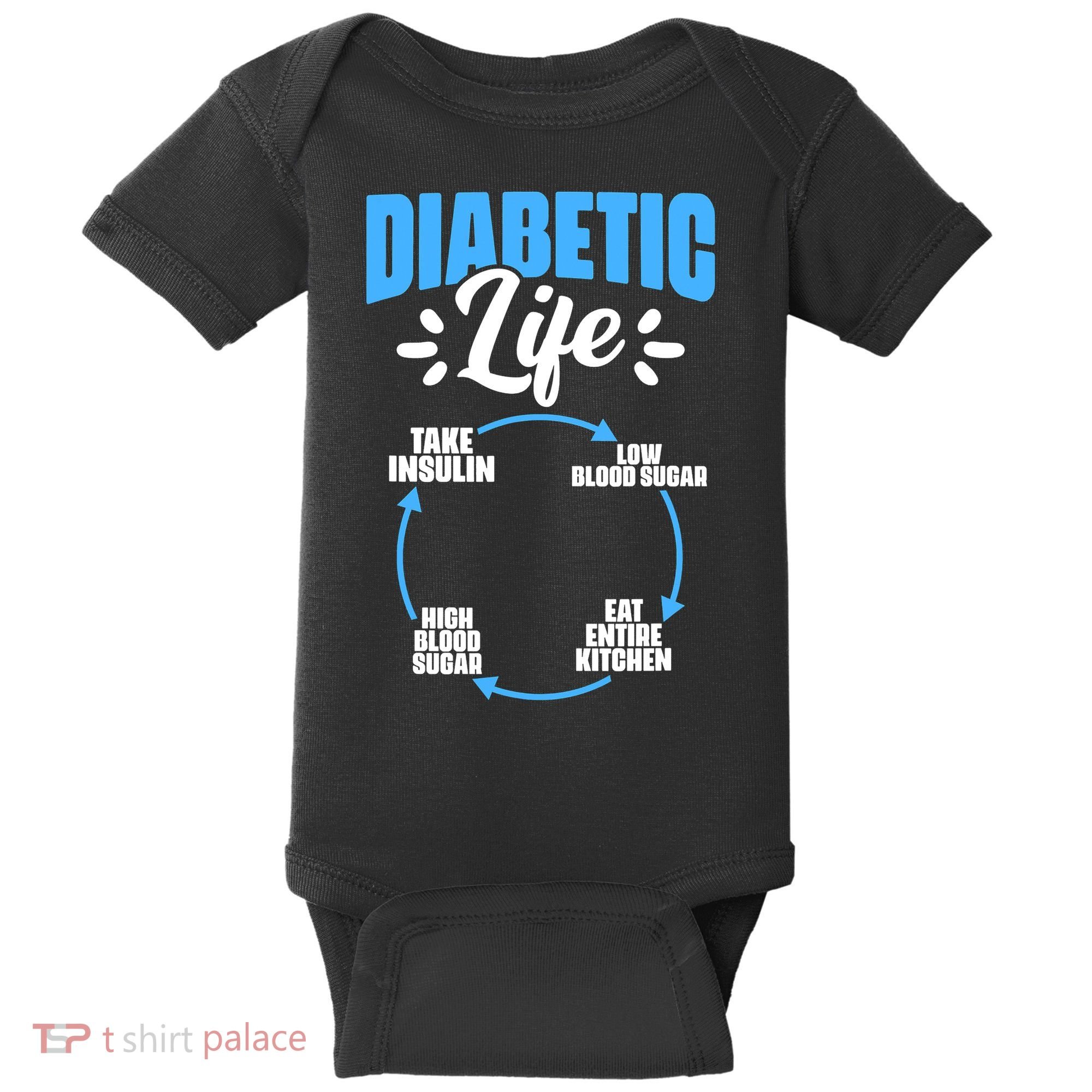Funny Diabetic Life Cycle Diabetes Awareness Baby Bodysuit