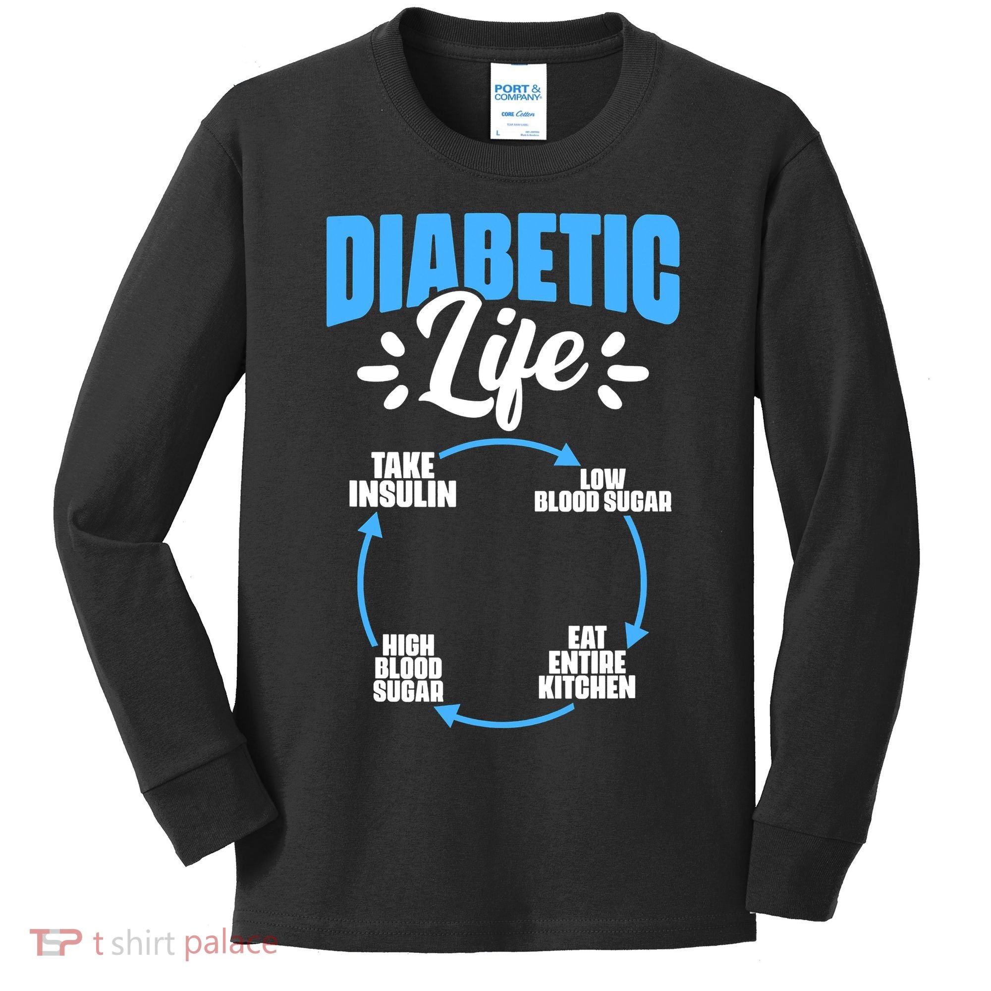 Funny Diabetic Life Cycle Diabetes Awareness Kids Long Sleeve Shirt