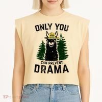 Funny Drama Llama Only You Can Prevent Drama Sarcastic Lover Garment-Dyed Women's Muscle Tee thumb 2