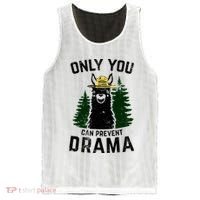 Funny Drama Llama Only You Can Prevent Drama Sarcastic Lover Mesh Reversible Basketball Jersey Tank thumb 0