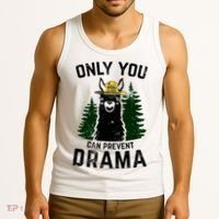 Funny Drama Llama Only You Can Prevent Drama Sarcastic Lover Tank Top thumb 3