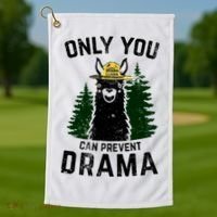 Funny Drama Llama Only You Can Prevent Drama Sarcastic Lover Golf Towel thumb 1