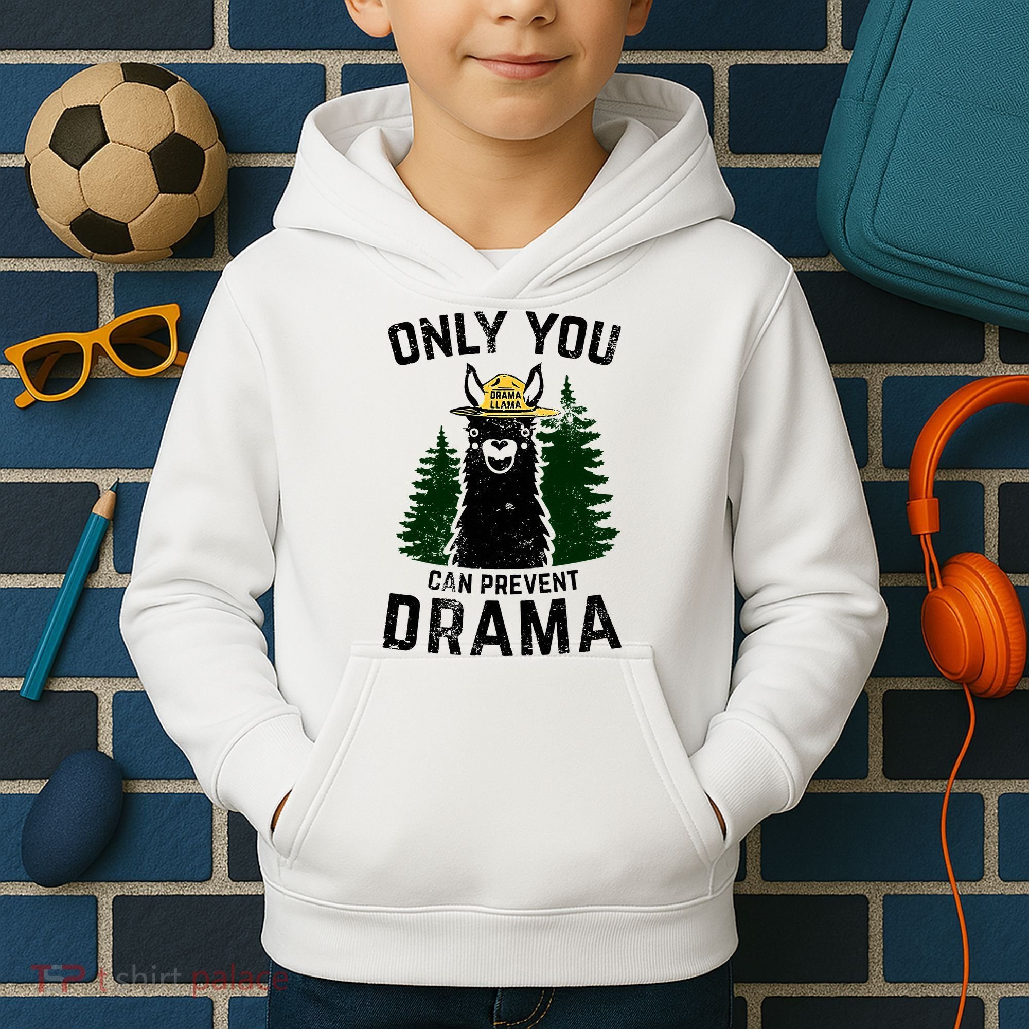Funny Drama Llama Only You Can Prevent Drama Sarcastic Lover Kids Hoodie