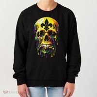 Fleur De Lis Mardi Gras Skulls Men Women Women's Sweatshirt thumb 0