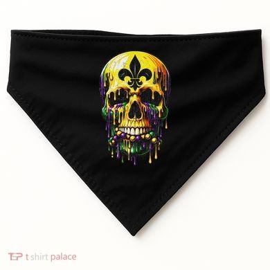Fleur De Lis Mardi Gras Skulls Men Women USA-Made Doggie Bandana