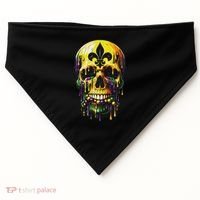 Fleur De Lis Mardi Gras Skulls Men Women USA-Made Doggie Bandana thumb 0
