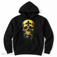 Fleur De Lis Mardi Gras Skulls Men Women Hoodie thumb 0