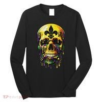 Fleur De Lis Mardi Gras Skulls Men Women Long Sleeve Shirt thumb 0