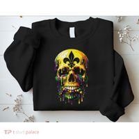 Fleur De Lis Mardi Gras Skulls Men Women Sweatshirt thumb 2