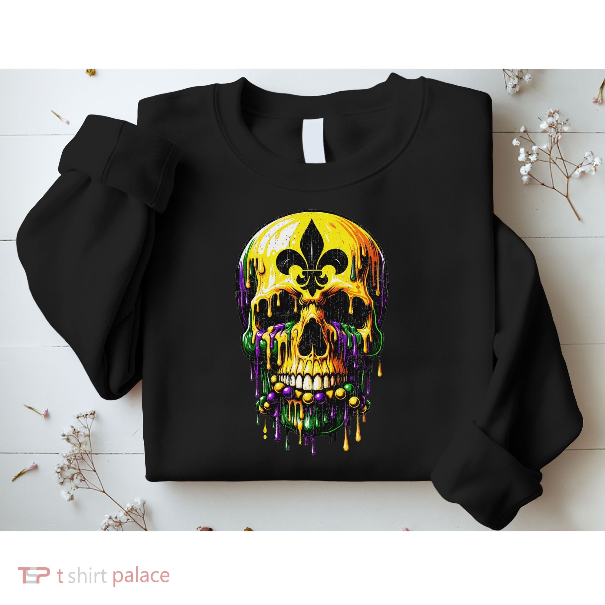 Fleur De Lis Mardi Gras Skulls Men Women Sweatshirt