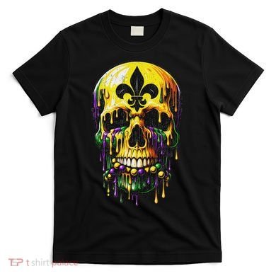 Fleur De Lis Mardi Gras Skulls Men Women T-Shirt