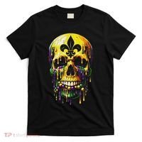Fleur De Lis Mardi Gras Skulls Men Women T-Shirt thumb 0