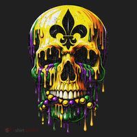Fleur De Lis Mardi Gras Skulls Men Women Beanie thumb 2