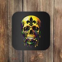 Fleur De Lis Mardi Gras Skulls Men Women Coaster thumb 0