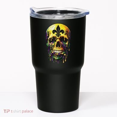 Fleur De Lis Mardi Gras Skulls Men Women Tumbler