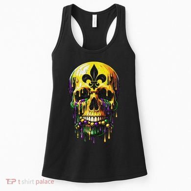 Fleur De Lis Mardi Gras Skulls Men Women Women's Tank Top
