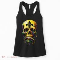 Fleur De Lis Mardi Gras Skulls Men Women Women's Tank Top thumb 0