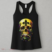 Fleur De Lis Mardi Gras Skulls Men Women Women's Tank Top thumb 3